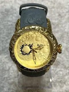 稼働 BiDen ビデン 龍 ドラゴン 腕時計 ゴールド クォーツ