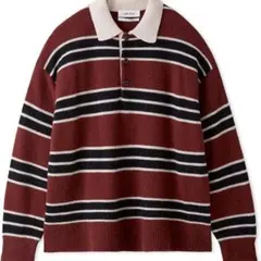 mila owen ウール混衿付きボーダーラガーニット