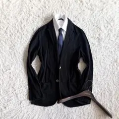 極美品>LARDINI 新ロゴ ブラウン ウール ニットジャケット サイズM 