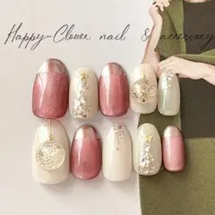 ☆A-508☆ネイルチップ ボルドーのクリスマスネイル