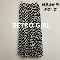 【新品タグ付】レトロガール 白黒チェック プリーツスカート チェッカー柄のサムネイル