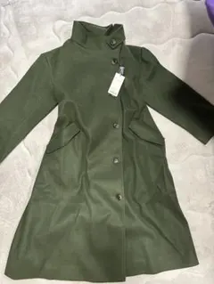 オリーブグリーン ハイネックロングコート