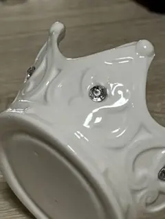 昭和レトロ❣️クラウン型 陶器製 小物入れ ホワイト　可愛い