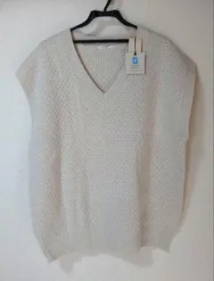 【新品未使用】studio CLIP アイボリー 7ゲージポコポコ配色ベスト