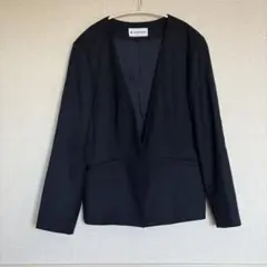 GLOBAL WORK ノーカラージャケット ネイビー