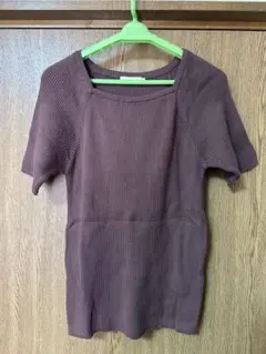 earth music&ecology 半袖リブニット ブラウン Mサイズ