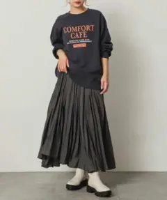 【SENSE OF PLACE】M グレー フレアロングスカート