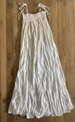 ジェラートピケ ＊マキシ丈ティアードキャミワンピース　淡ピンクグラデーション