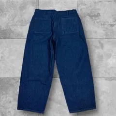 ダークブルー ワイドレッグ デニムパンツ　濃紺　XL