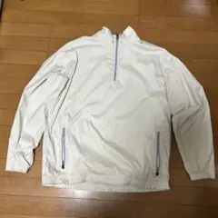 adidas ホワイト ハーフジップ ナイロンジャケット L