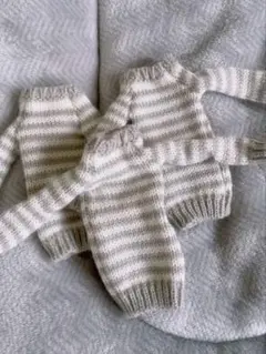 ドール服 グレーボーダーニット3枚セット♡バービー リカちゃん 着せ替え