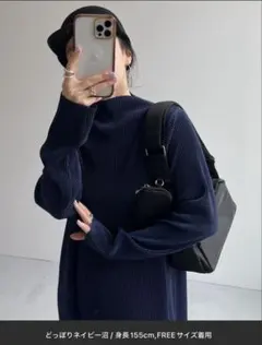 wee9s スーパーストレッチ プリーツワンピース SIZEFREE ネイビー