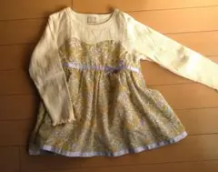 プティマイン　花柄ドッキング長袖Tシャツ100