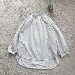 【組曲】スタンドカラーチュニック 7分袖コットンシャツ ナチュラル プルオーバー