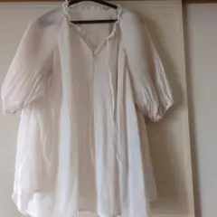 earth アイボリー 五分袖チュニック サイズF