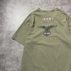 ハーレーダビッドソン　両面プリントイーグル　USA製　オリーブグリーン　Tシャツ