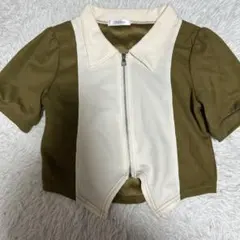 Ulysses 半袖トップス　カーキ×ホワイトのサムネイル
