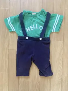 HELLOプリントロンパース・カバーオール　セットアップ