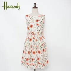 美品 Harrods 水彩タッチ花柄リネンワンピース サイズF*HD1224のサムネイル