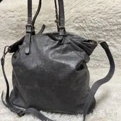 ジャンニキャリーニ　ショルダーバッグ　2way レザー　クロコ型押し　グレー