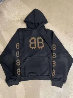 BBロゴ ブラックパーカー フード付き