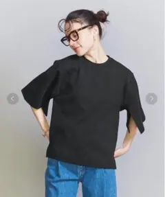 UNITED ARROWS スリットスリーブ カットソー（ブラック）のサムネイル