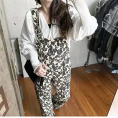 CHIGNONフラワープリント サロペット レディース　【美品】
