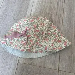 花柄　リバーシブル　ベビー帽子