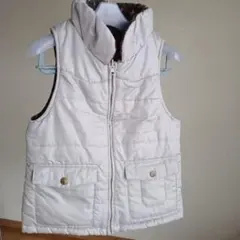 リバーシブルベスト　グレー×花柄　ポリエステル、裏側綿　M