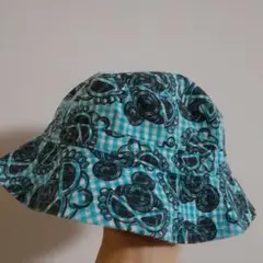 ヒステリックス水色と黒のチェック柄 バケットハット48cm