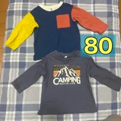 【80】男の子　ロンT 長袖Tシャツ2枚セット　西松屋　記名ナシ