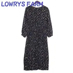 ローリーズファーム　春秋　花柄　ロングワンピース　マキシ丈　極細プリーツ　フレア