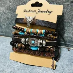 ターコイズ　ブレスレット　メンズ　インディアンジュエリー　6個セット　アメカジ