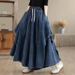 デニムワイドパンツ　大きいサイズ 新品 春夏 ゆったり　スカート風