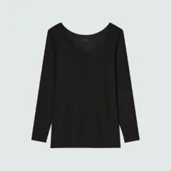 ユニクロヒートテックブラUネックT （8分 袖）黒L