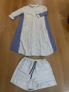 美品KID BLUE パジャマ ストライプ上下セット　出産準備のサムネイル