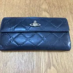 ヴィヴィアンウエストウッド 長財布 ブラック オーブ ロゴ キルティング 黒 銀