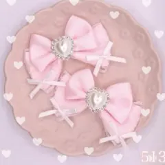 【色オーダー可能】ハンドメイドヘアリボン ピンク