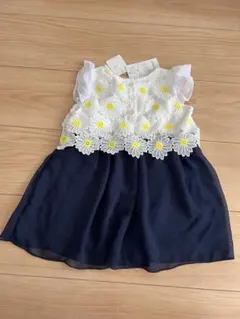 花柄刺繍フリル袖ワンピース 80