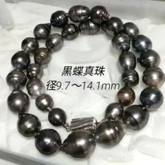 【照り強】SV 黒蝶真珠 パールネックレス 径9.7〜14.1mm マルチカラー