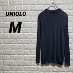 ユニクロ　UNIQLO ニットセーター　【M】　緑系　長袖　細身　ストライプ