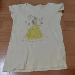 ユニクロ 半袖Tシャツ キッズ120 イエロー プリンセス柄 ベル