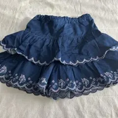 メゾピアノ　ユニコーン刺繍　デニム　キュロット　ショートパンツ　120