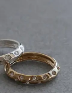 ダイヤモンド風リング ゴールド1こ