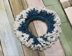 レース編みのシュシュ 小〜ブルーグリーン〜