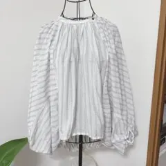 美品△ebure エブール/リネンストライプ ブラウス△チュニック 