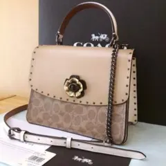 匿名配送／COACH／パーカートップハンドルシグネチャーキャンバスウィズリベット