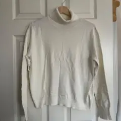 Ｈ&M タートルネックニットセーター 白 ホワイトXLsize 春秋冬