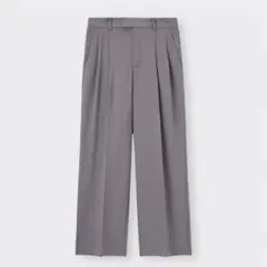 【GU ジーユー】　ローウエストバギーパンツ　L グレー　洗える　通年