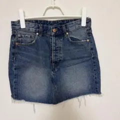 H&M デニムミニスカート カットオフ ブルー EUR38のサムネイル